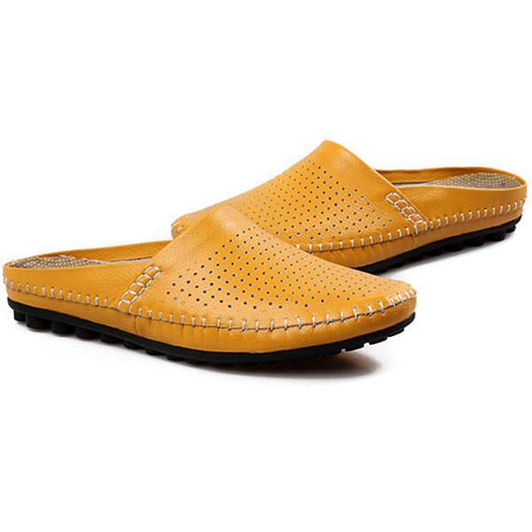 Slipper Men Hollow Out Casual Beach Slip On En Cuero