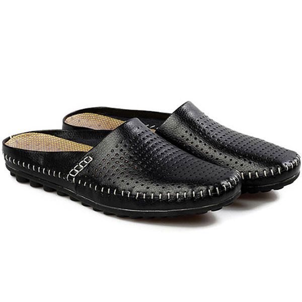 Slipper Men Hollow Out Casual Beach Slip On En Cuero