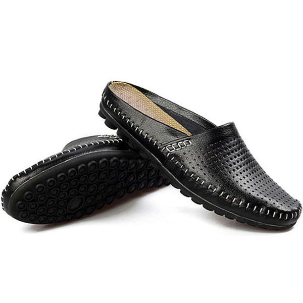 Slipper Men Hollow Out Casual Beach Slip On En Cuero