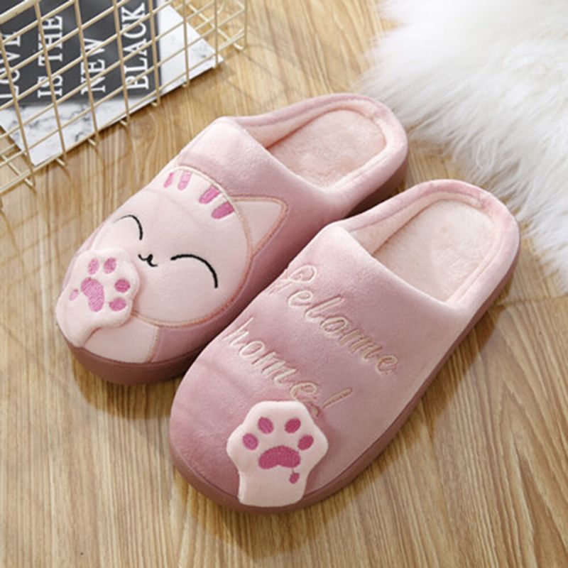 Zapatillas De Casa De Gran Tamaño Con Diseño De Gato Lindo Para Mujer