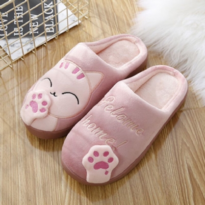 Zapatillas De Casa De Gran Tamaño Con Diseño De Gato Lindo Para Mujer