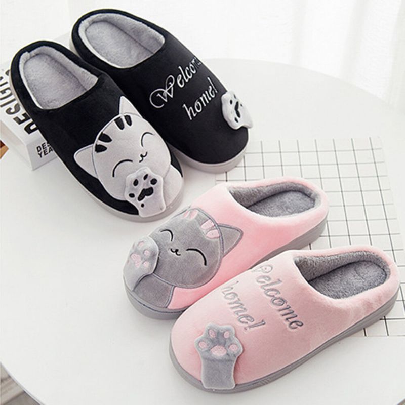 Zapatillas De Casa De Gran Tamaño Con Diseño De Gato Lindo Para Mujer