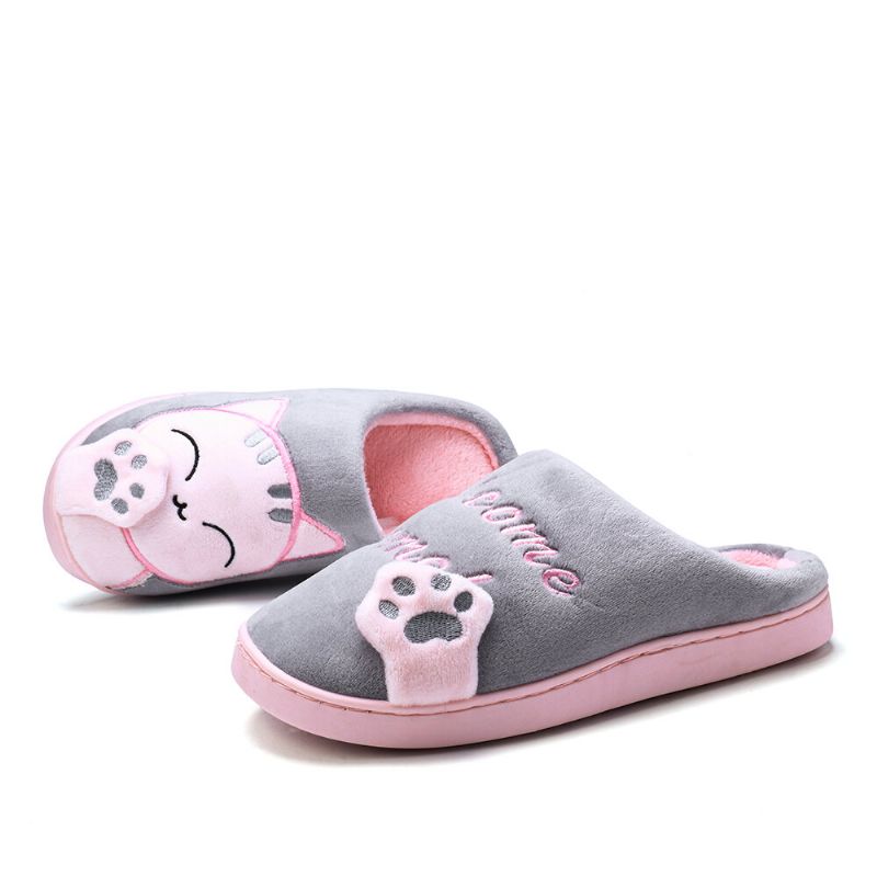 Zapatillas De Casa De Gran Tamaño Con Diseño De Gato Lindo Para Mujer