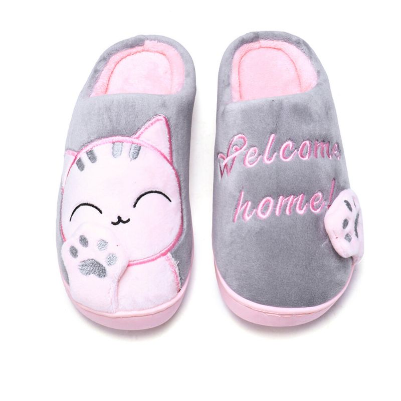 Zapatillas De Casa De Gran Tamaño Con Diseño De Gato Lindo Para Mujer