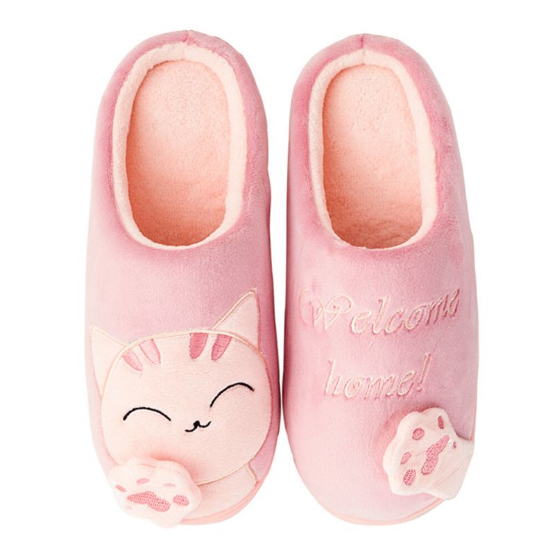 Zapatillas De Casa De Gran Tamaño Con Diseño De Gato Lindo Para Mujer