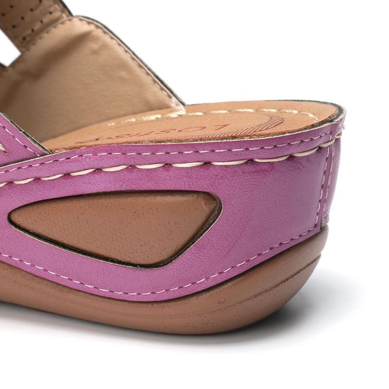 Zapatillas De Costura De Color Hueco Con Cinturón Cruzado Informal Para Mujer