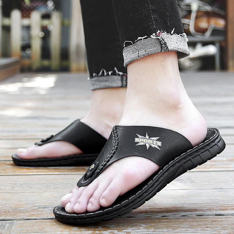 Zapatillas De Cuero Para Hombre Chanclas Informales Ligeras Y Transpirables