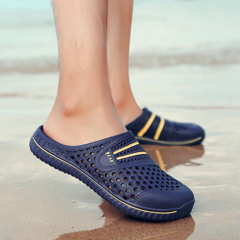 Zapatillas De Exterior Ahuecadas Para Hombre Zapatos De Playa Para Días Lluviosos