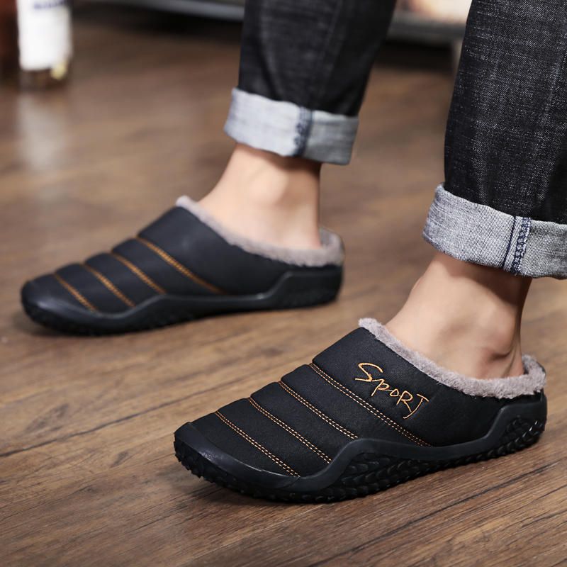 Zapatillas De Forro De Felpa Cálidas Para El Hogar Suaves Diarias Para Hombres