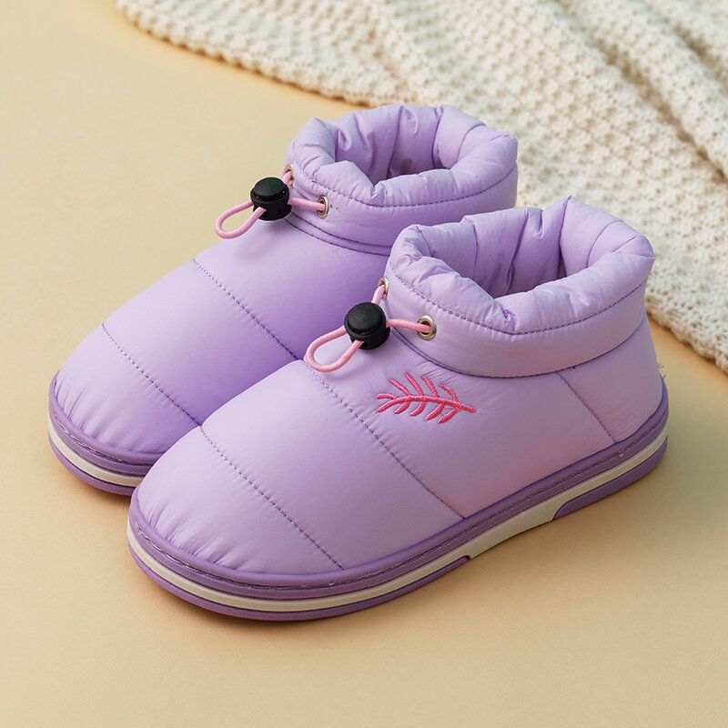 Zapatillas De Interior Con Banda Elástica Impermeable De Felpa Cálida Para Mujer