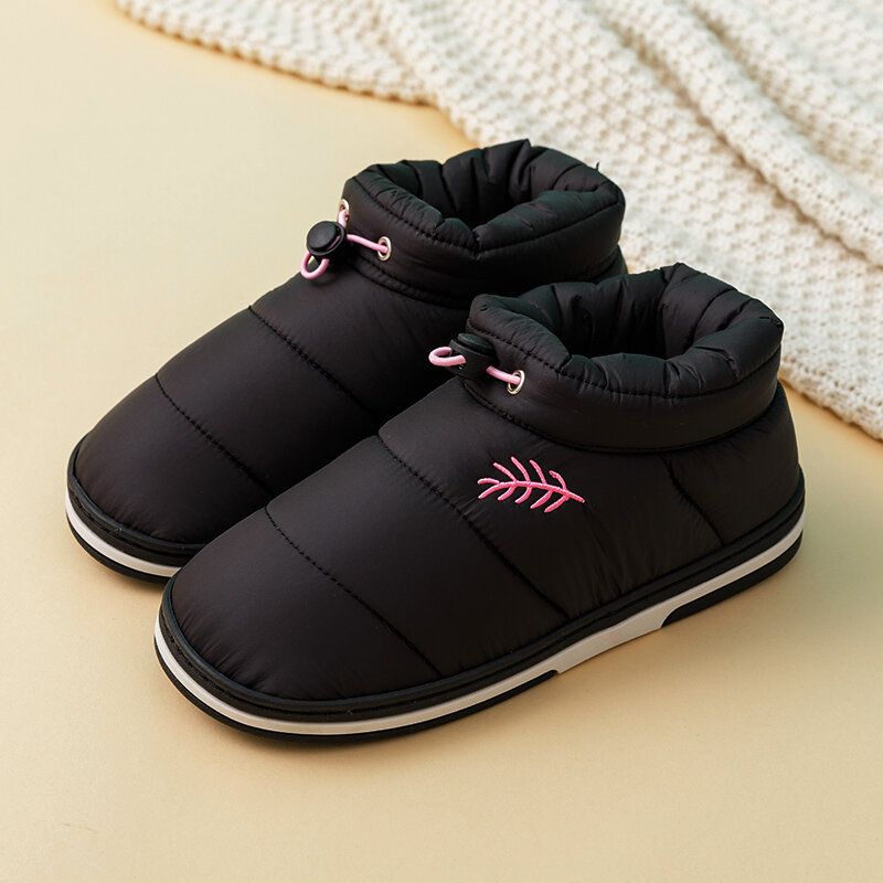 Zapatillas De Interior Con Banda Elástica Impermeable De Felpa Cálida Para Mujer