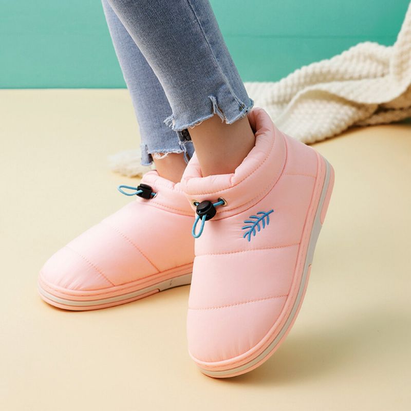 Zapatillas De Interior Con Banda Elástica Impermeable De Felpa Cálida Para Mujer