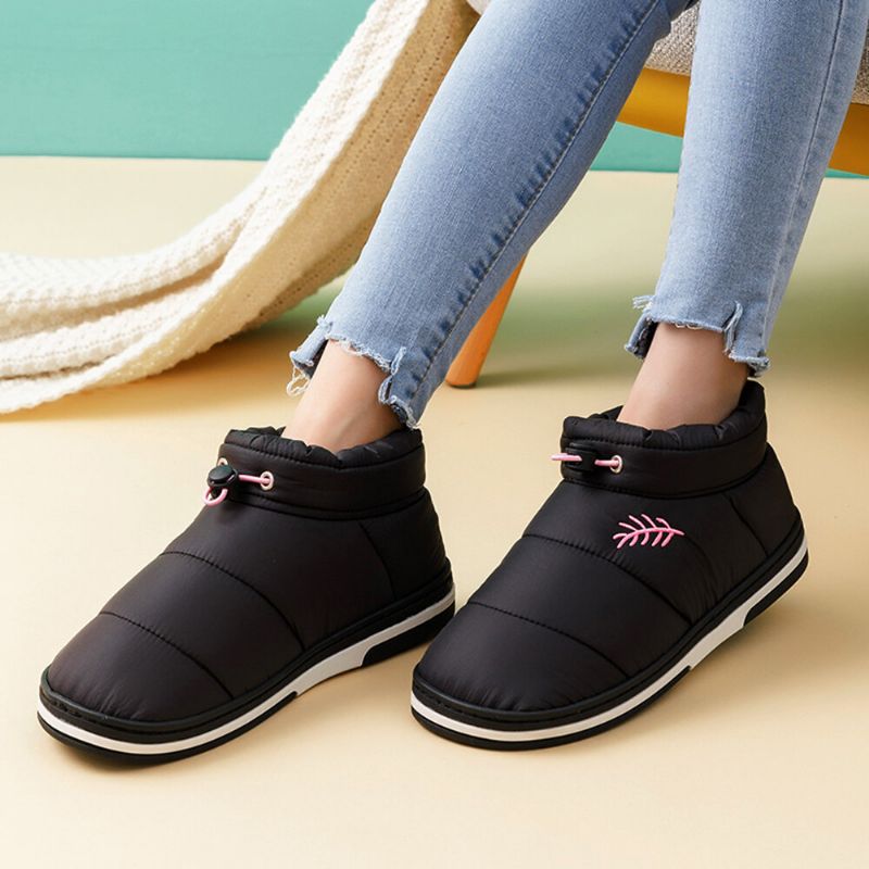 Zapatillas De Interior Con Banda Elástica Impermeable De Felpa Cálida Para Mujer