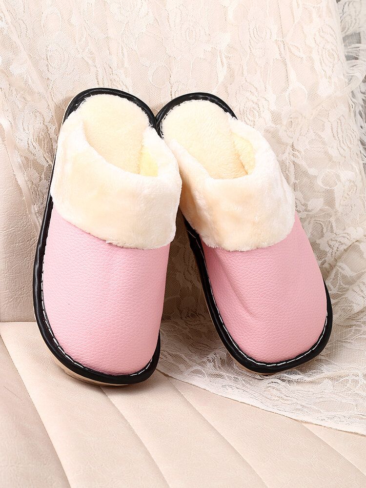 Zapatillas De Interior De Invierno Sin Respaldo Antideslizantes Impermeables Con Forro Cálido Para Mujer