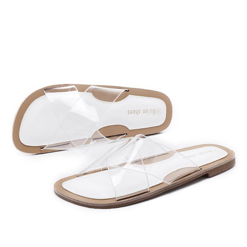 Zapatillas Planas Transparentes Romanas De Verano Para Mujer