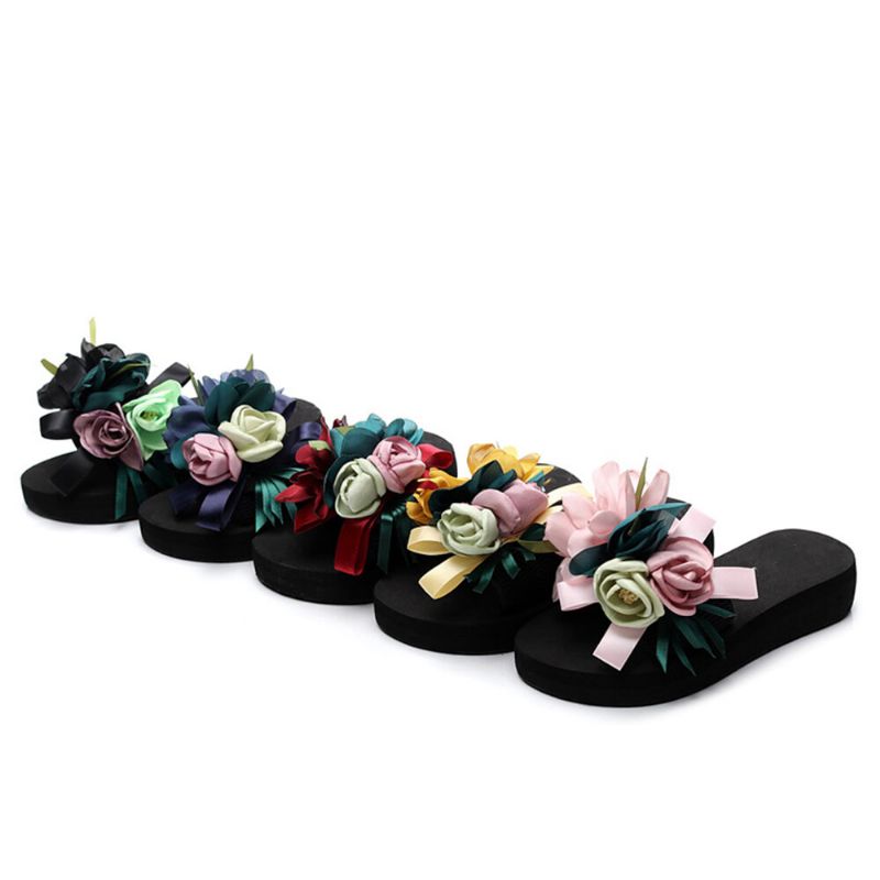 Zapatillas De Playa Antideslizantes Con Decoración De Flores Para Mujer