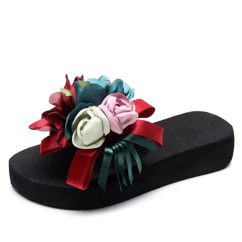 Zapatillas De Playa Antideslizantes Con Decoración De Flores Para Mujer