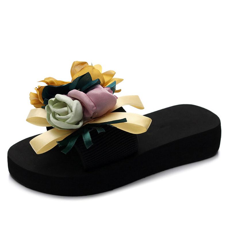 Zapatillas De Playa Antideslizantes Con Decoración De Flores Para Mujer