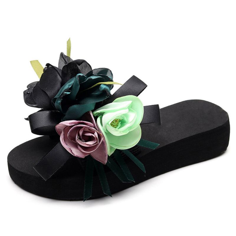 Zapatillas De Playa Antideslizantes Con Decoración De Flores Para Mujer