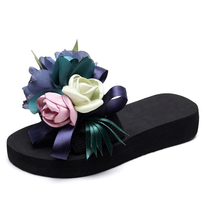 Zapatillas De Playa Antideslizantes Con Decoración De Flores Para Mujer