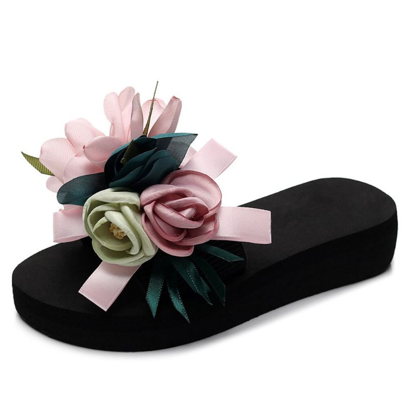 Zapatillas De Playa Antideslizantes Con Decoración De Flores Para Mujer