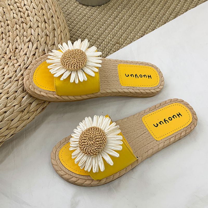 Zapatillas De Playa Cómodas Con Diseño De Margaritas Para Mujer