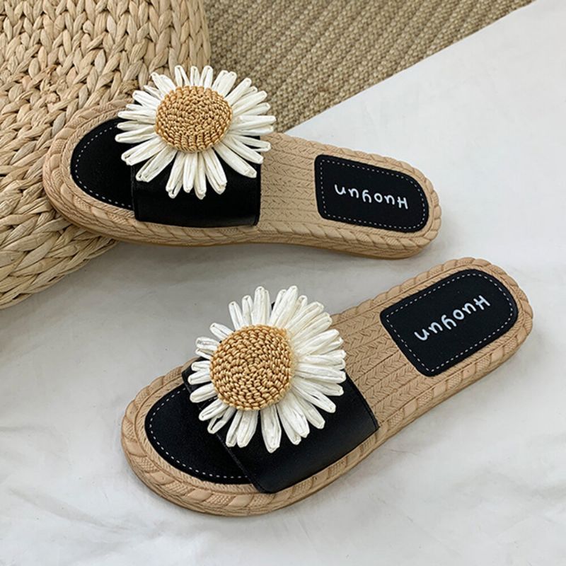 Zapatillas De Playa Cómodas Con Diseño De Margaritas Para Mujer