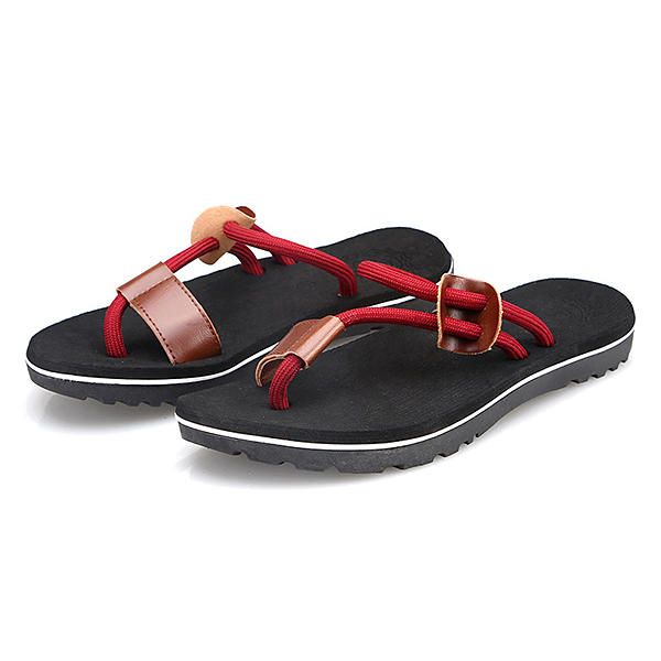 Zapatillas De Playa Informales Con Punta De Clip De Cuero Pu Para Hombre