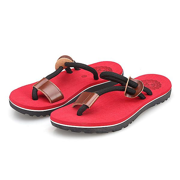 Zapatillas De Playa Informales Con Punta De Clip De Cuero Pu Para Hombre