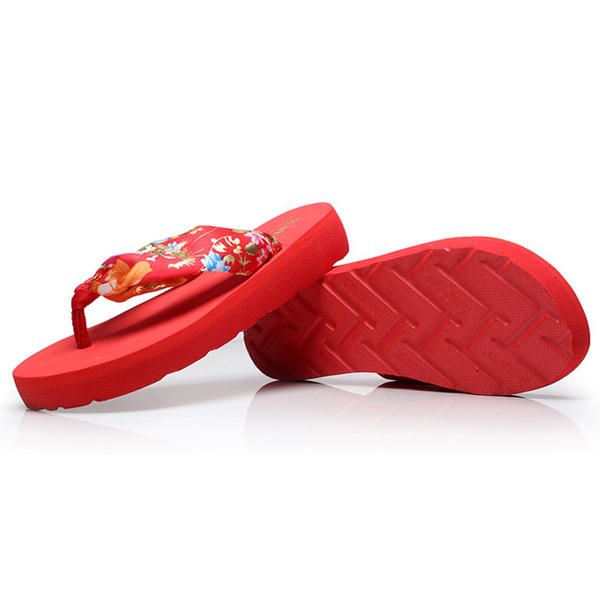 Zapatillas De Playa De Verano Para Mujer De Gran Tamaño Chanclas De Bohemia Zapatillas De Seda Transpirables