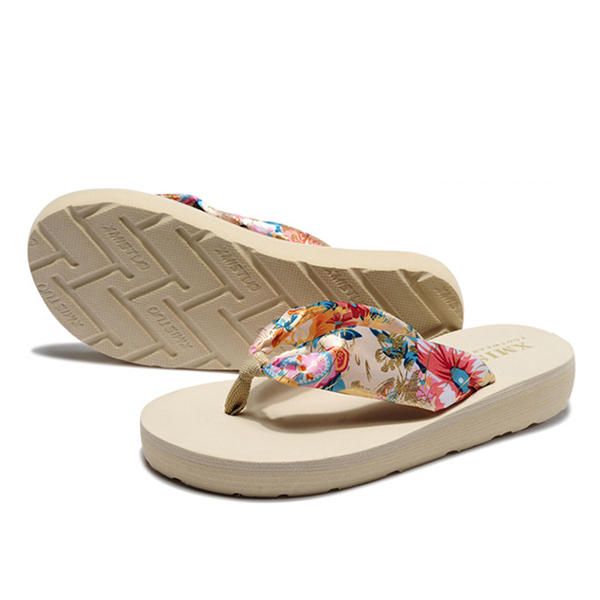 Zapatillas De Playa De Verano Para Mujer De Gran Tamaño Chanclas De Bohemia Zapatillas De Seda Transpirables