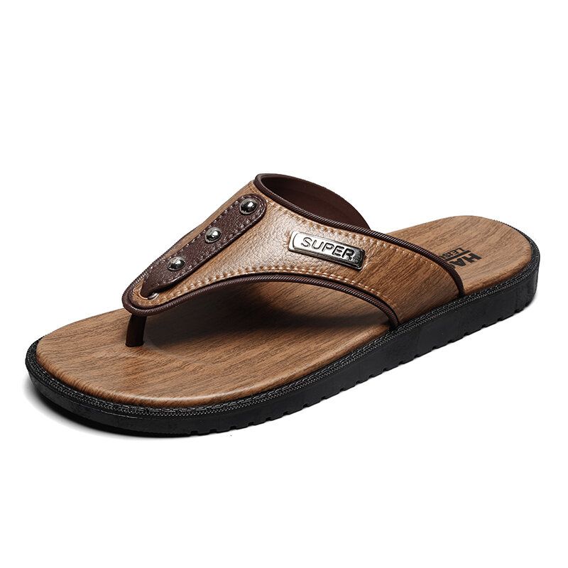 Zapatillas De Pu Para Hombre Chanclas De Playa De Ocio Ligeras Y Transpirables