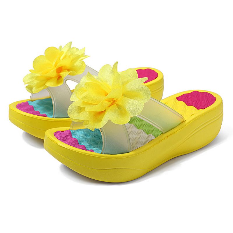 Zapatillas De Verano Para Mujer Chanclas Plataforma Zapatos Florales