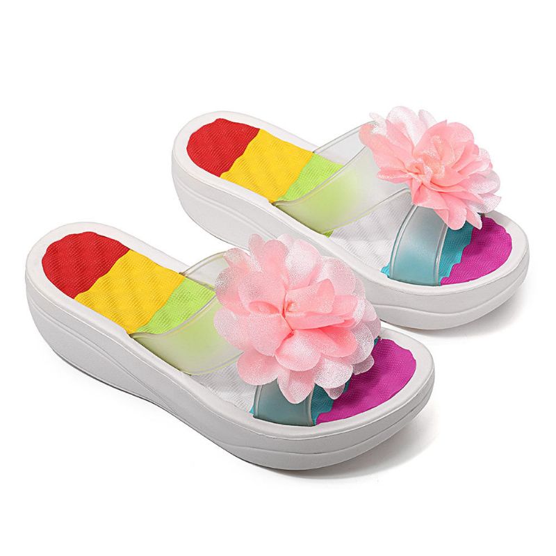 Zapatillas De Verano Para Mujer Chanclas Plataforma Zapatos Florales