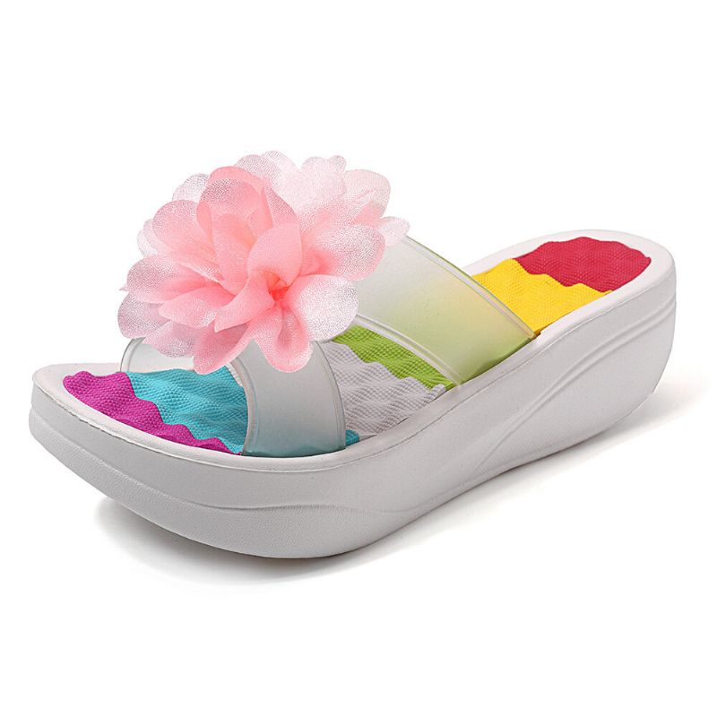 Zapatillas De Verano Para Mujer Chanclas Plataforma Zapatos Florales