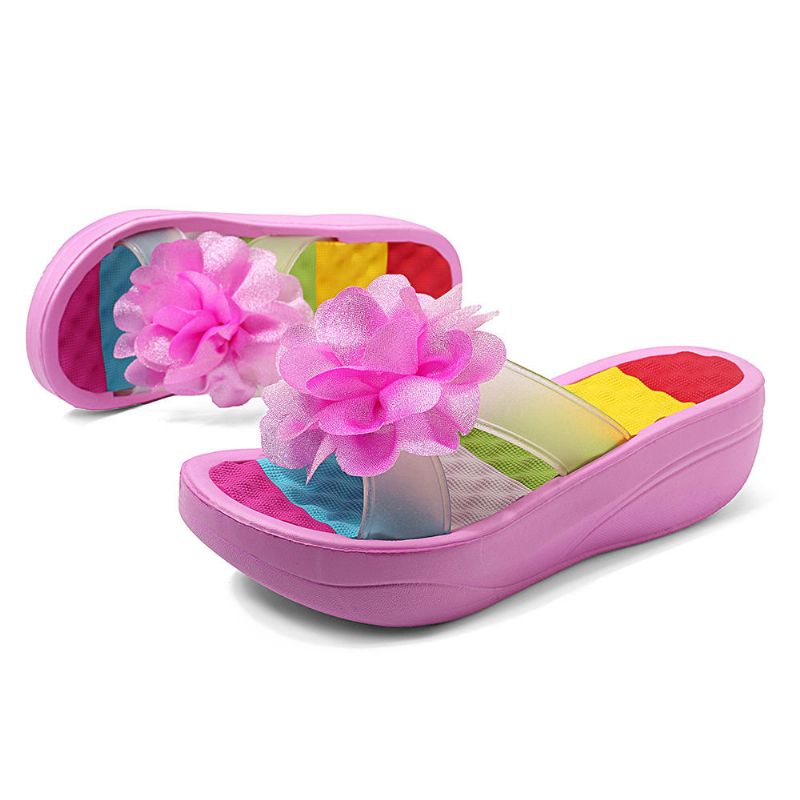 Zapatillas De Verano Para Mujer Chanclas Plataforma Zapatos Florales