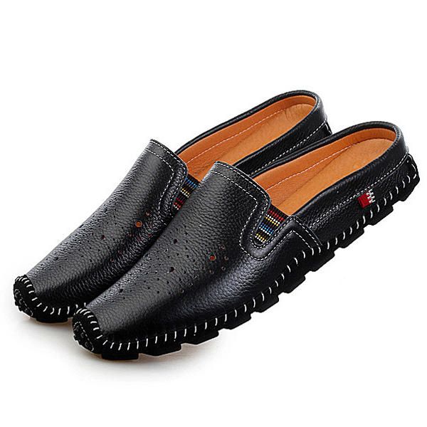 Zapatos De Deslizador Para Hombre Sandalias Casuales Ahuecadas En Cuero