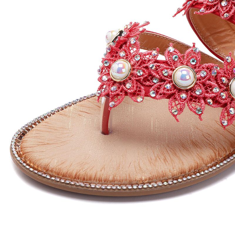 Zapatos De Flores De Perlas De Verano Cómodas Zapatillas Casuales Para Mujer