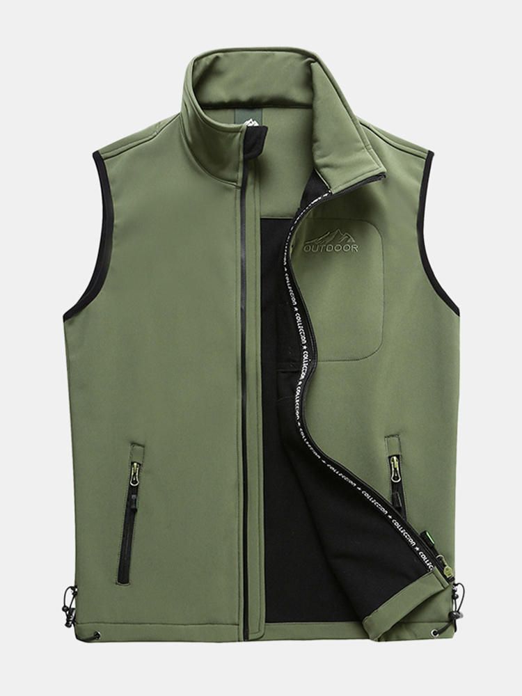 Chaleco De Color Sólido Cálido Para Deportes Al Aire Libre Soft Shell Para Hombre