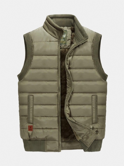 Chaleco Militar Para Hombre Al Aire Libre Grueso Con Forro De Terciopelo De Talla Grande Con Cuello Alto De Color Sólido